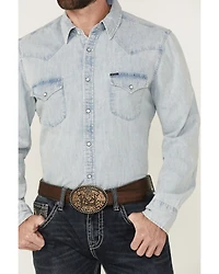 Rock & Roll Denim Men's Light Wash Long Sleeve Snap Shirt