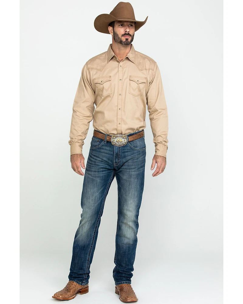 Wrangler Retro Men's Solid Long Sleeve Snap Western Shirt