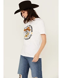 Rodeo Hippie Women's Long Live Cowboys Skull Short Sleeve Graphic Tee