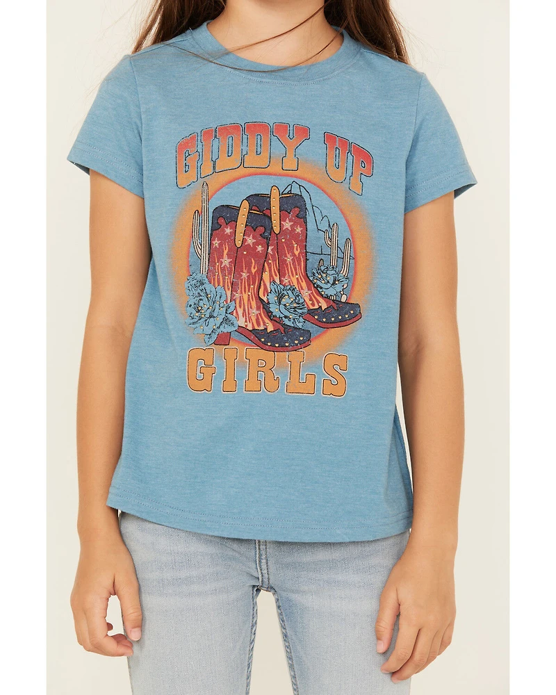 Shyanne Girls' Giddy Up Embellished Short Sleeve Graphic Tee