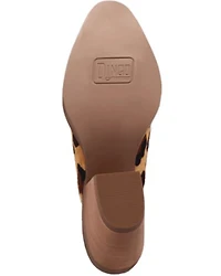 Dingo Women's Calico Leopard Print Hairon Mules - Round Toe