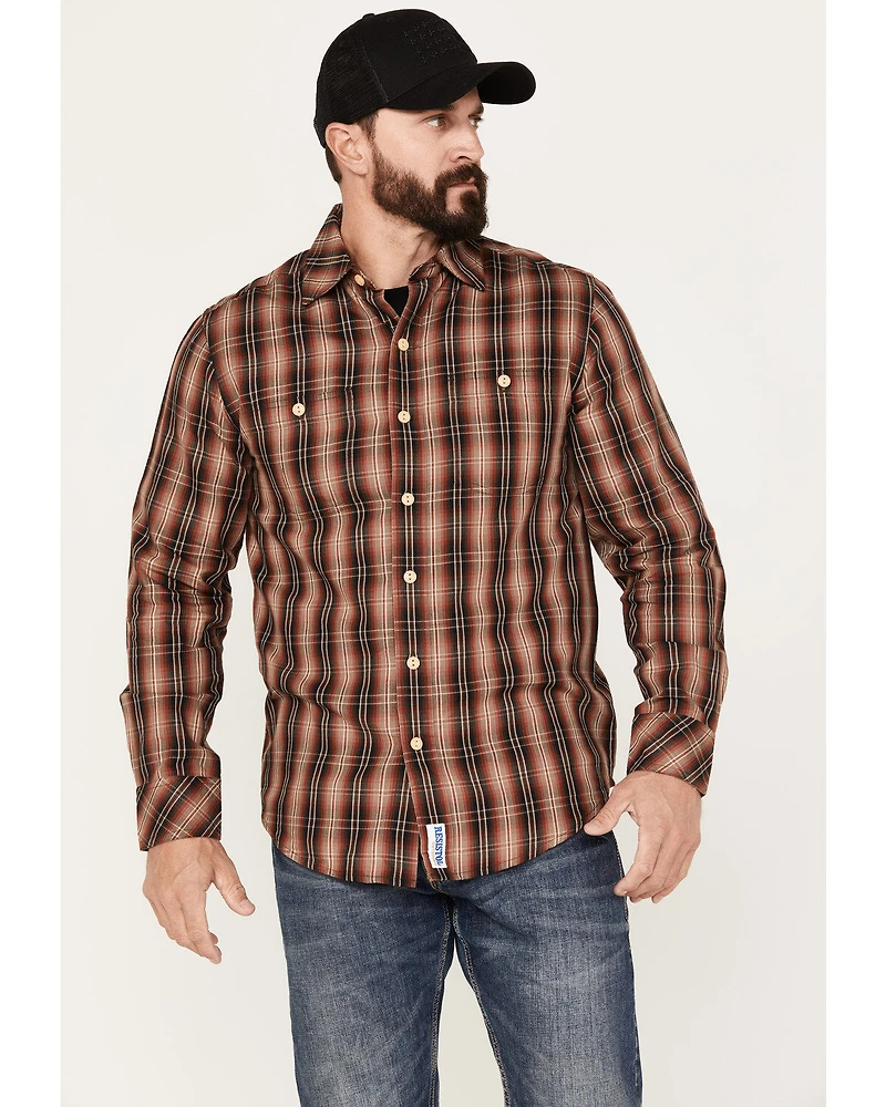 Resistol Men's Hayden Plaid Print Long Sleeve Button Down Western Shirt