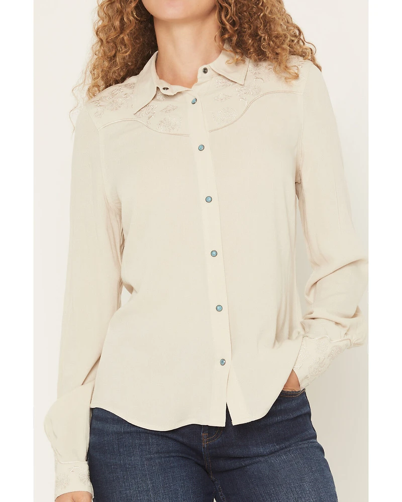 Shyanne Women's Bluespruce Embroidered Long Sleeve Snap Western Shirt