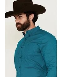 RANK 45® Men's Wagon Geo Print Long Sleeve Button-Down Performance Stretch Western Shirt