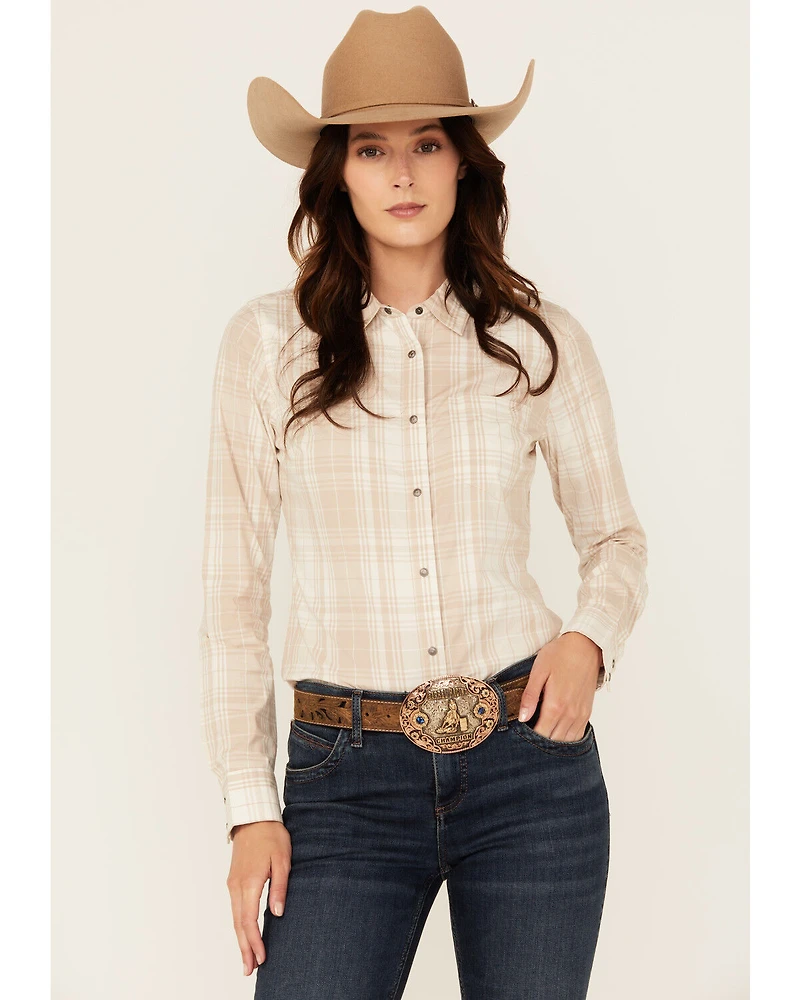 Shyanne Women's Plaid Print Long Sleeve Concho Snap Stretch Western Shirt