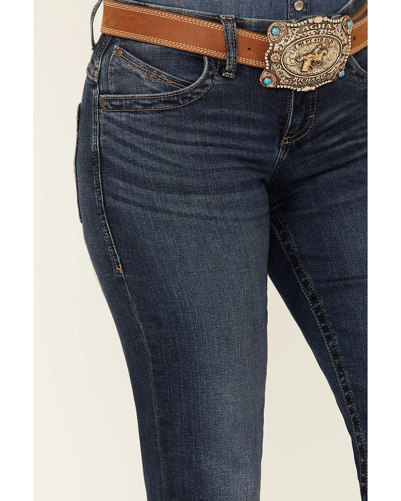 Wrangler Women's Jade Dark Wash Mid Rise Relaxed Bootcut Ultimate Riding Jeans