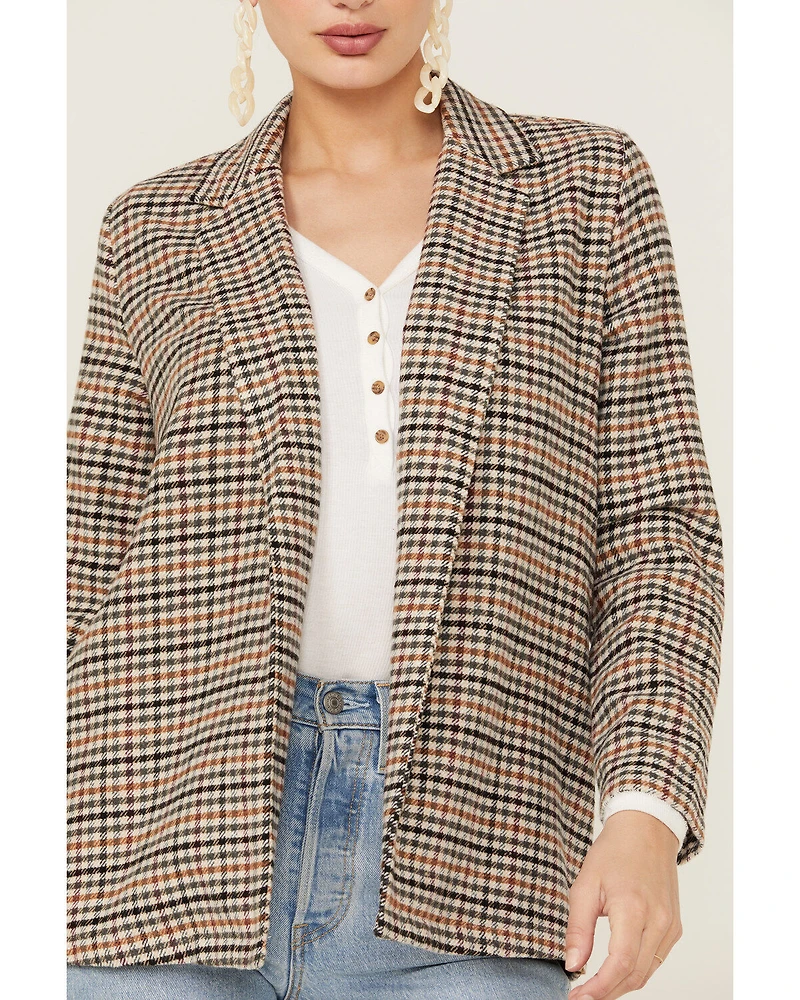 Sadie & Sage Women's Harmless Banter Plaid Print Blazer