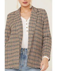 Sadie & Sage Women's Harmless Banter Plaid Print Blazer