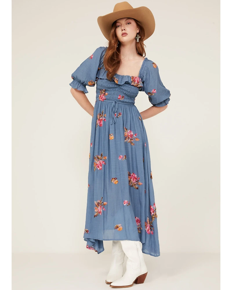 Wild Moss Women's Floral Embroidered Midi Dress