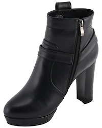 Milwaukee Leather Women's Block Heel Harness Booties - Round Toe