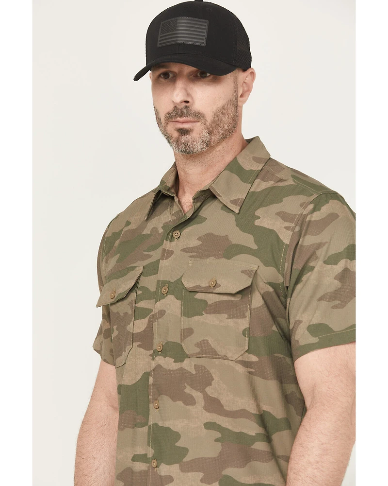 Dickies Men's Camo Print Short Sleeve Button-Down Performance Work Shirt