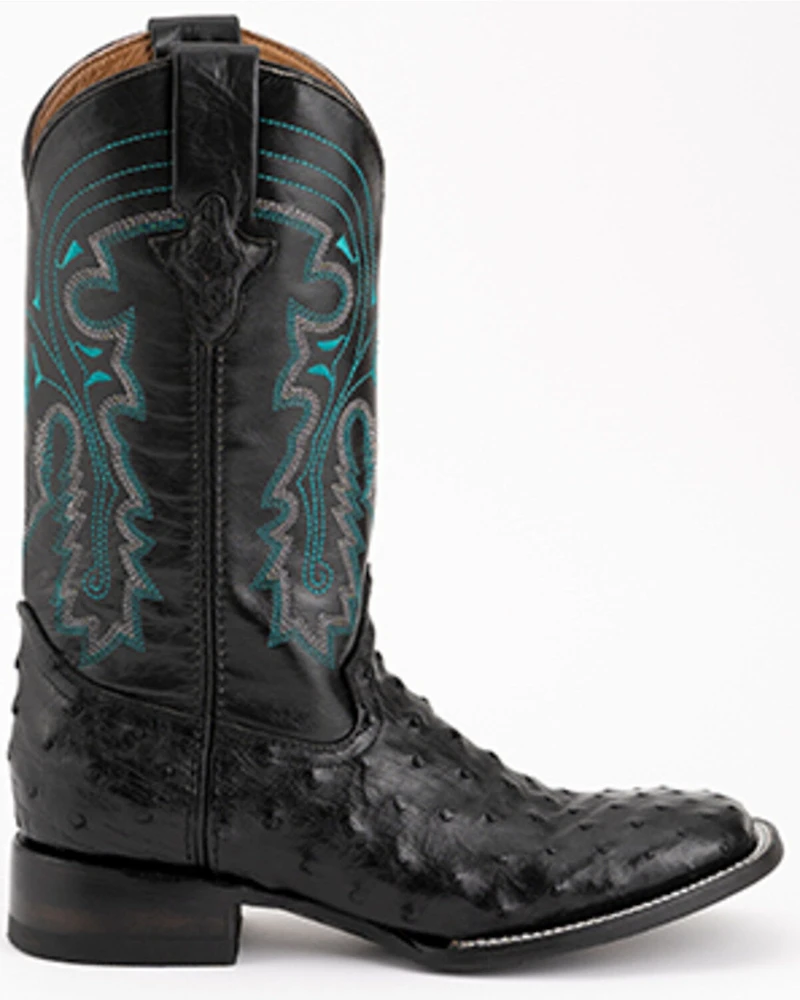 Ferrini Men's Full-Quill Ostrich Embroidered Western Boots - Broad Square Toe