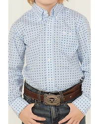 Wrangler Boys' Dotted Long Sleeve Button-Down Stretch Western Shirt