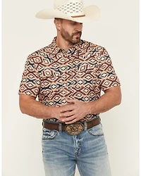 RANK 45® Men's Willow Creek Southwestern Print Short Sleeve Snap Performance Western Shirt
