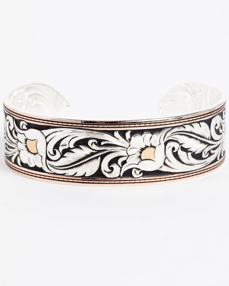 Montana Silversmiths Tri-Colored Floral Cuff Bracelet