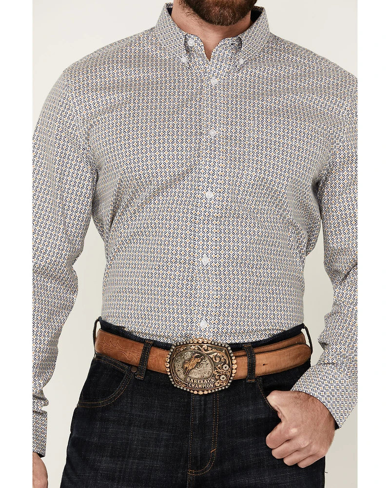 Cody James Men's Rejoice Geo Print Long Sleeve Button-Down Stretch Western Shirt