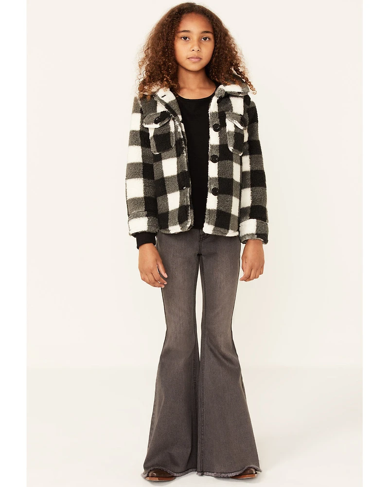 Urban Republic Little Girls' Plaid Print Sherpa Jacket