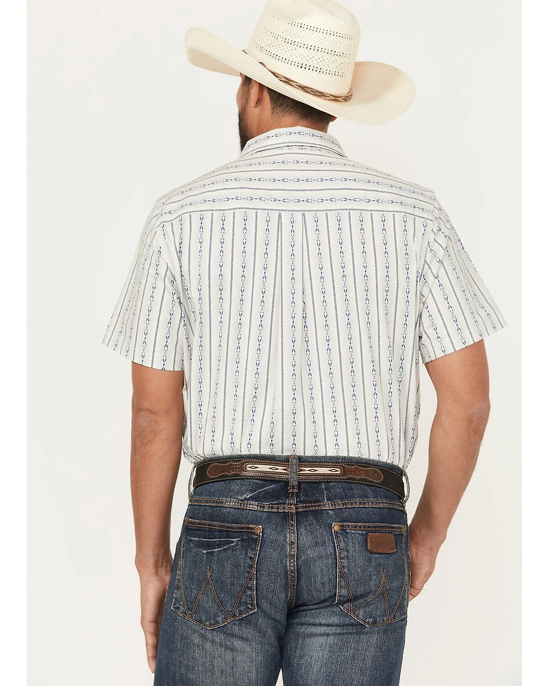 Cody James Men's Wild West Rhythms Southwestern Striped Print Short Sleeve Button-Down Stretch Western Shirt - Big