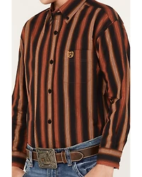 Panhandle Boys' Stripe Print Long Sleeve Button-Down Shirt