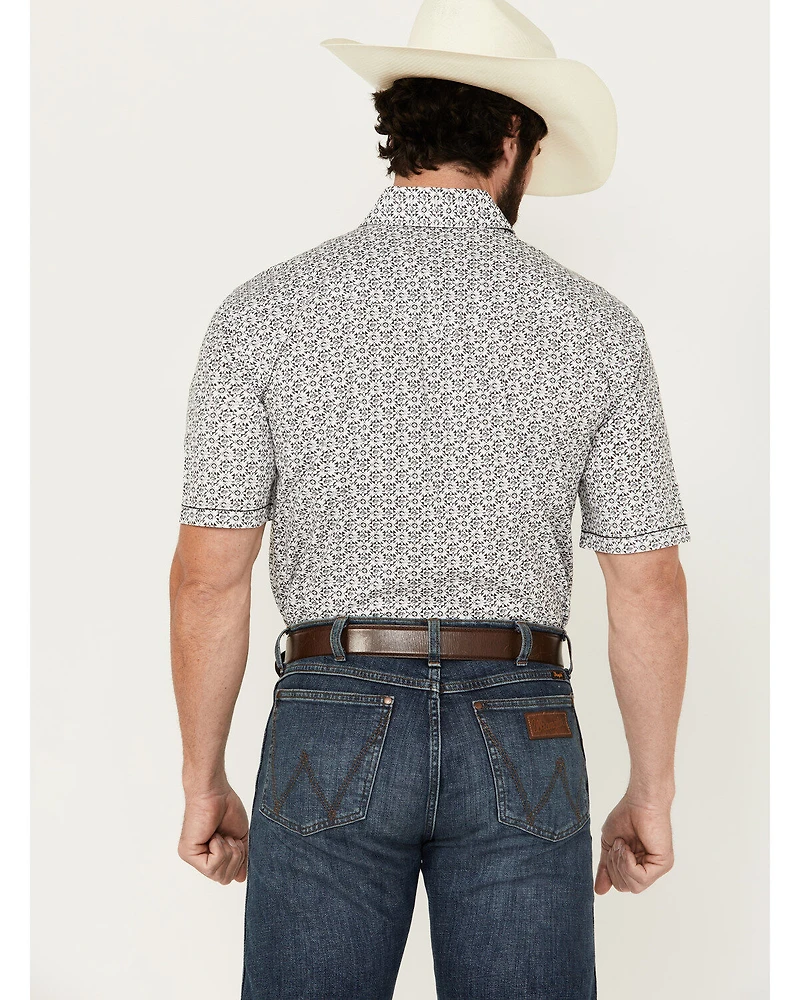 Panhandle Men's Abstract Geo Print Short Sleeve Pearl Snap Stretch Western Shirt