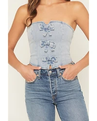 Blue B Women's Bow Tie Denim Bustier