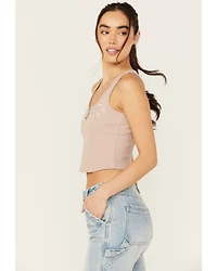 Cleo + Wolf Women's Aurora Embroidered Henley Rib Knit Tank