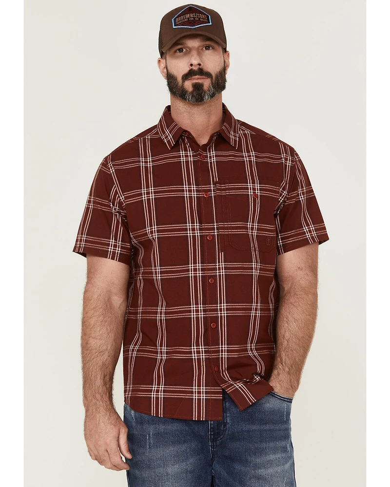 Brothers and Sons Men's Large Plaid Short Sleeve Button-Down Western Performance Shirt