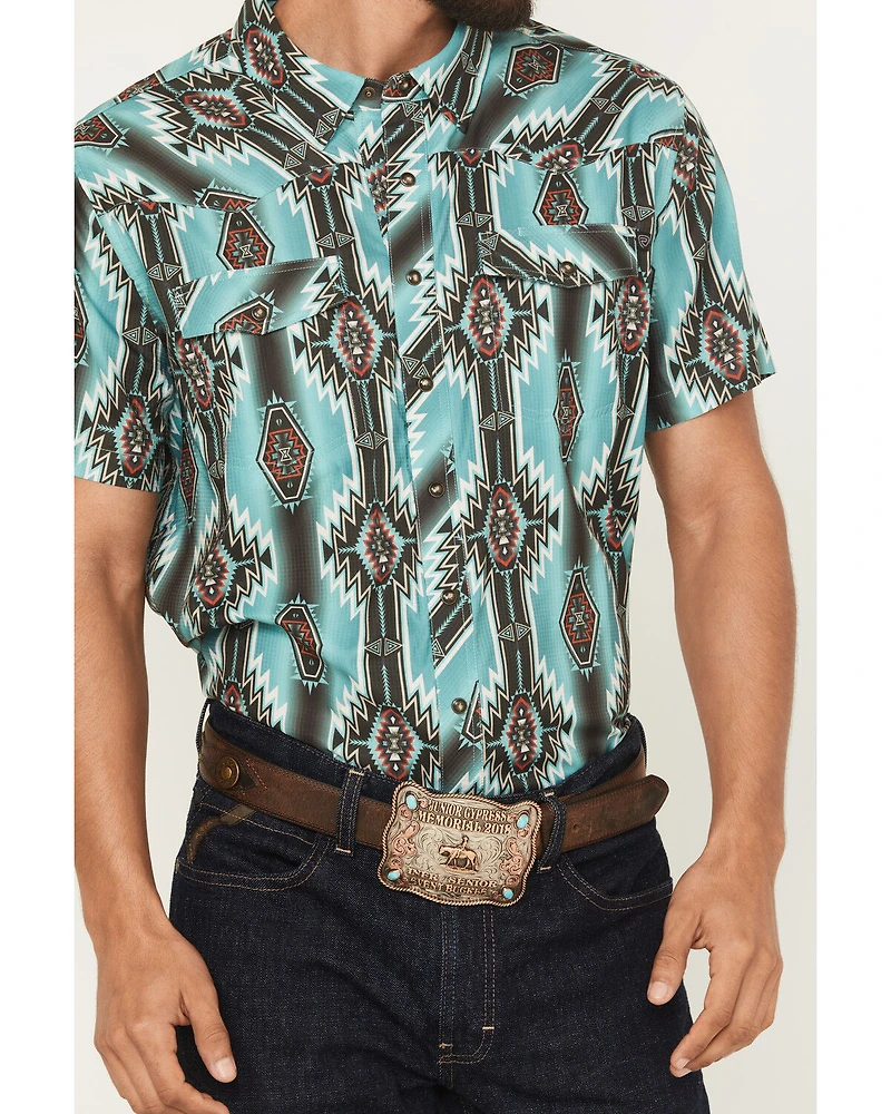 Rock & Roll Denim Men's Boot Barn Exclusive Tek Southwestern Short Sleeve Snap Stretch Western Shirt