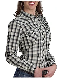 Roper Women's Plaid Print Long Sleeve Snap Western Shirt