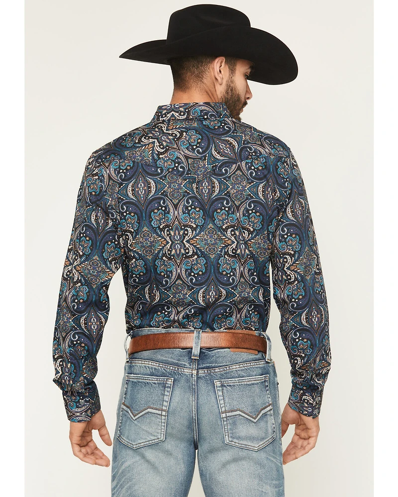 Moonshine Spirit Men's Show Stopper Floral Print Long Sleeve Snap Western Shirt