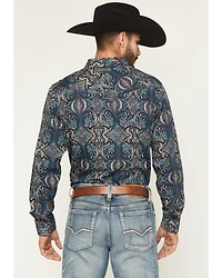 Moonshine Spirit Men's Show Stopper Floral Print Long Sleeve Snap Western Shirt