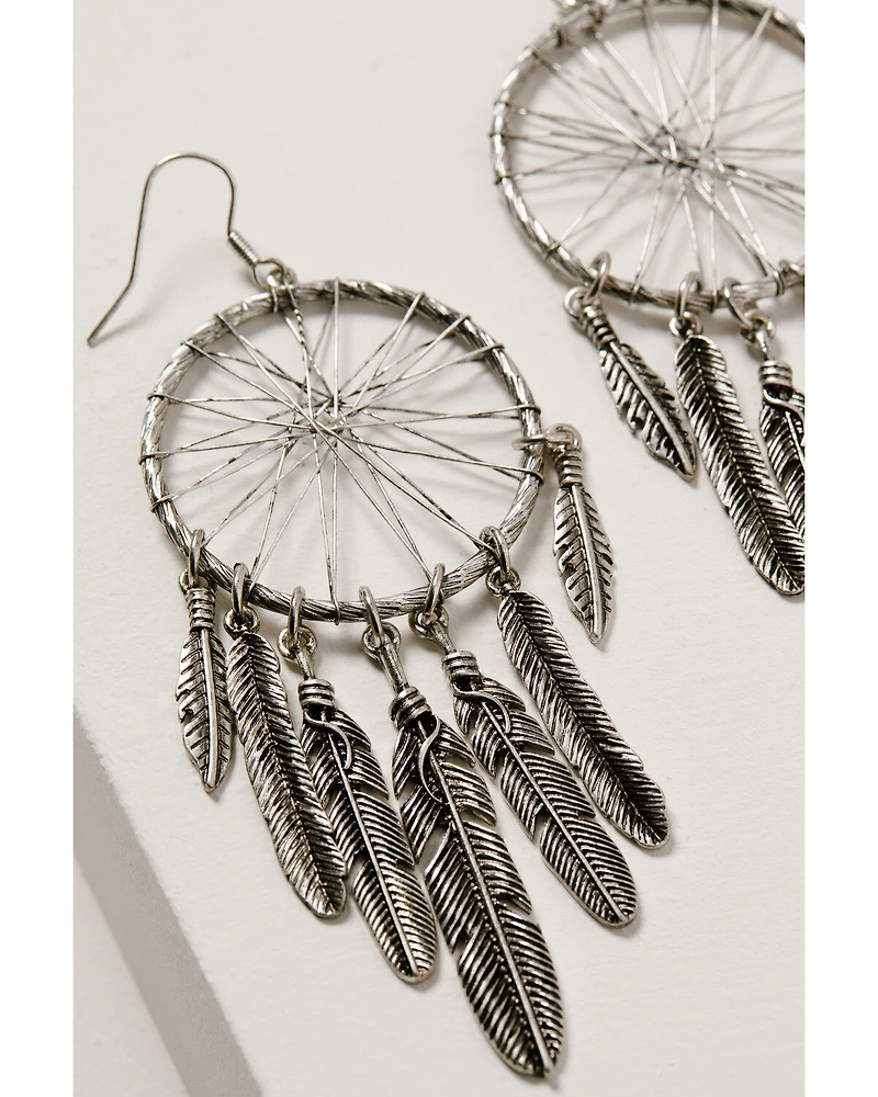 Shyanne Women's Wild Soul Dreamcatcher Fringe Hoop Earrings