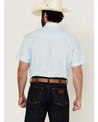 Rodeo Clothing Men's Tonal Satin Striped Short Sleeve Pearl Snap Western Shirt