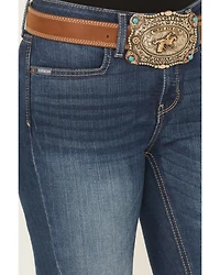 Cinch Women's Lynden Medium Wash Mid Rise Trouser Stretch Denim Jeans