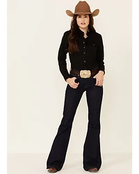 Wrangler Women's Long Sleeve Snap Stretch Western Top