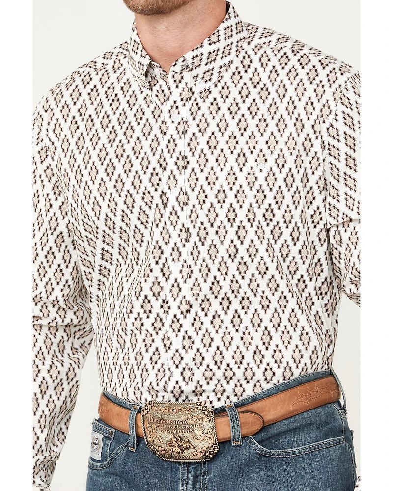 RANK 45® Men's Catfish Southwestern Geo Print Long Sleeve Button-Down Stretch Western Shirt