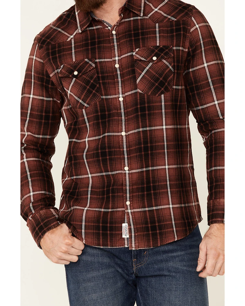 Flag & Anthem Men's Thornton Maroon Plaid Long Sleeve Snap Western Shirt