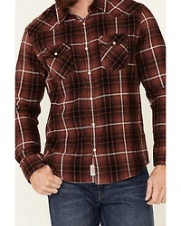 Flag & Anthem Men's Thornton Maroon Plaid Long Sleeve Snap Western Shirt