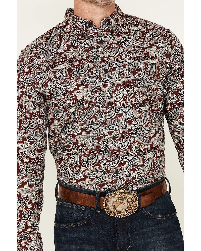 Cody James Men's Max Paisley Print Long Sleeve Button-Down Stretch Western Shirt