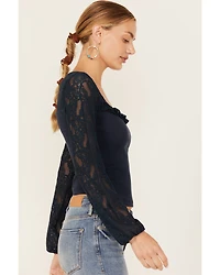 Shyanne Women's Solid Lace Long Sleeve Shirt