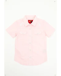 Rodeo Clothing Girls' Horse Embroidered Short Sleeve Pearl Snap Western Shirt