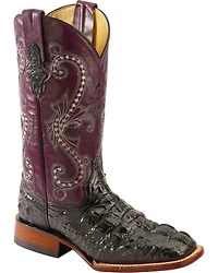 Ferrini Women's Hornback Caiman Print Western Boots - Broad Square Toe
