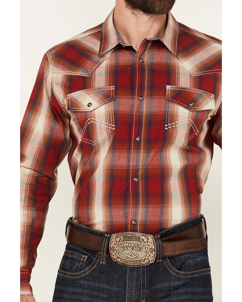 Cody James Men's Flare Plaid Print Long Sleeve Snap Western Shirt
