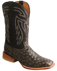 Twistex X Men's Ruff Stock Fill-Quill Ostrich Vamp Exotic Western Boot - Broad Square Toe
