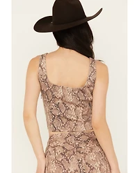 Shyanne Women's Snake Print Cropped Corset Top