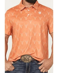 Rock & Roll Denim Men's Skull Print Short Sleeve Button-Down Stretch Polo