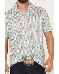 Panhandle Slim Men's Southwestern Striped Short Sleeve Pearl Snap Performance Polo