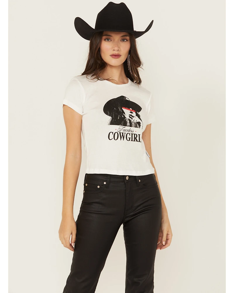 Wonderwest Women's Faceless Cowgirl Short Sleeve Baby Rib Tee