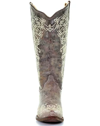 Corral Women's Crater with Bone Embroidery Western Boots - Snip Toe