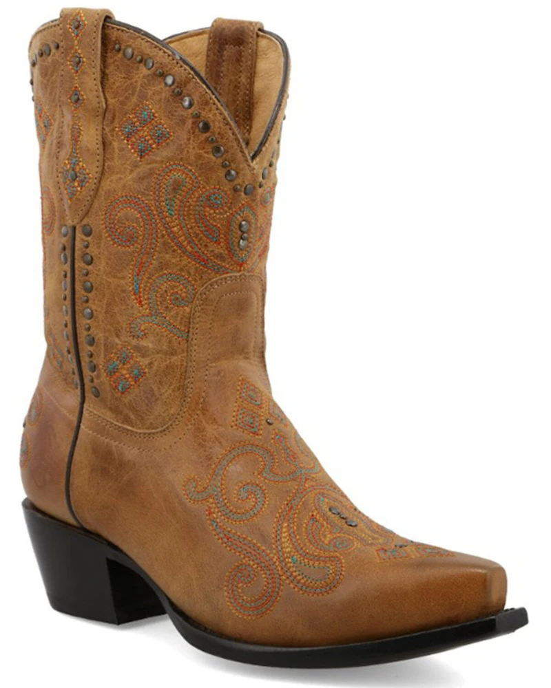 Black Star Women's CellSole Studded Leather Western Boots - Snip Toe